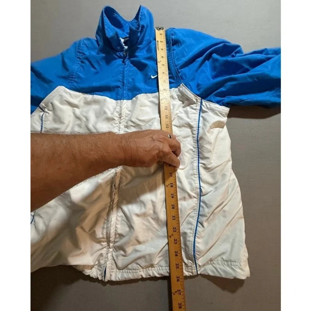 Vintage Nike Windbreaker Jacket Coat‎ Mens Large Blue White Full Zip Lightweight